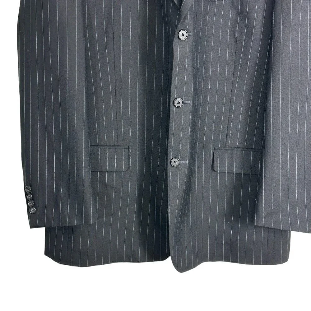 Bert Pulitzer Pure Wool Fully Lined Single Breasted Navy Pin Stripe Blazer (44R)